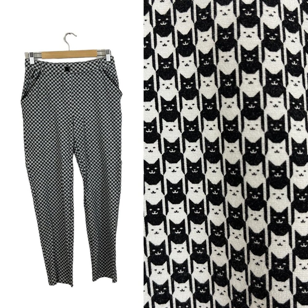 Sales Paused (misplaced) Betabrand Medium Ankle Pants Cat Print Catstooth
